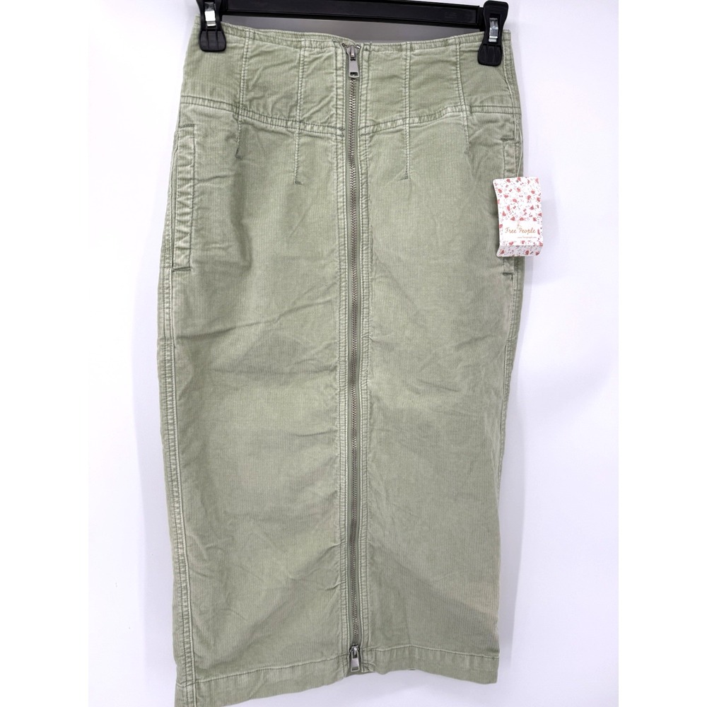 Free People Skirt Womens 24 Moss We The Free Full Zip Corduroy Midi OB1060804
